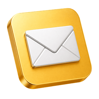 Icono 3D decorativo que muestra un sobre de correo en la página de contacto